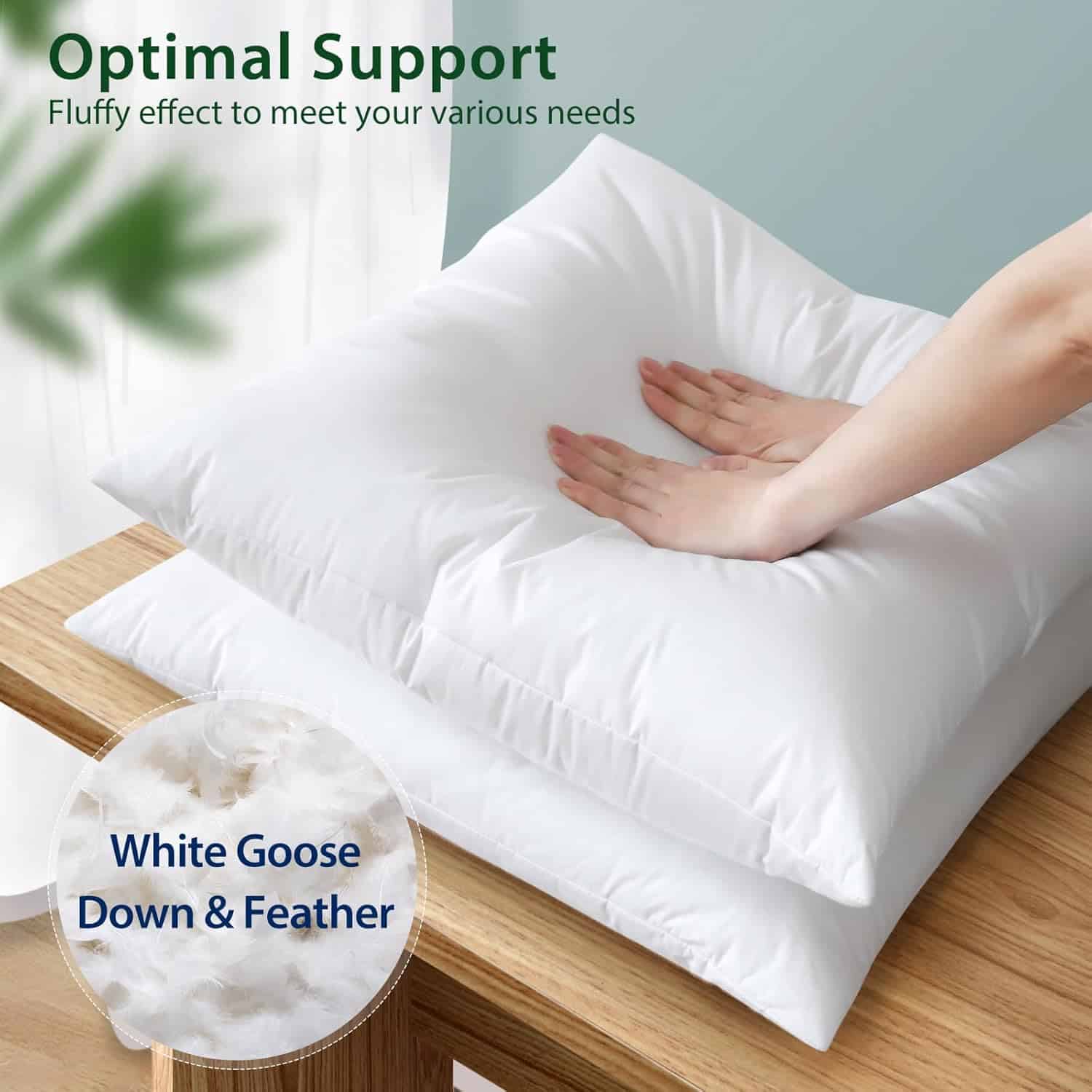 Goose Down and Feather Throw Cushion - 18x18 Soft Fluffy Square Cushion with 100% Cotton Cover