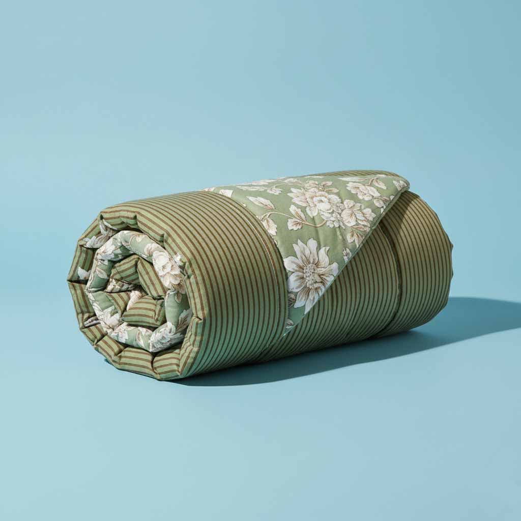 Comforter 3 Printed winter comforter fabric and stitching close-up