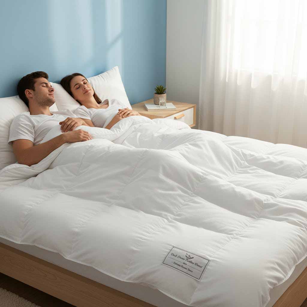 Peoples with Duvet on Bed Down Feather Duvet – Warm & Soft Comforter